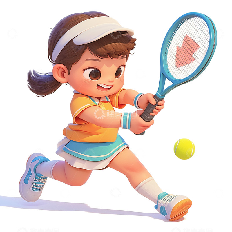 高清大图下载【趣麦麦图】卡通可爱网球女孩