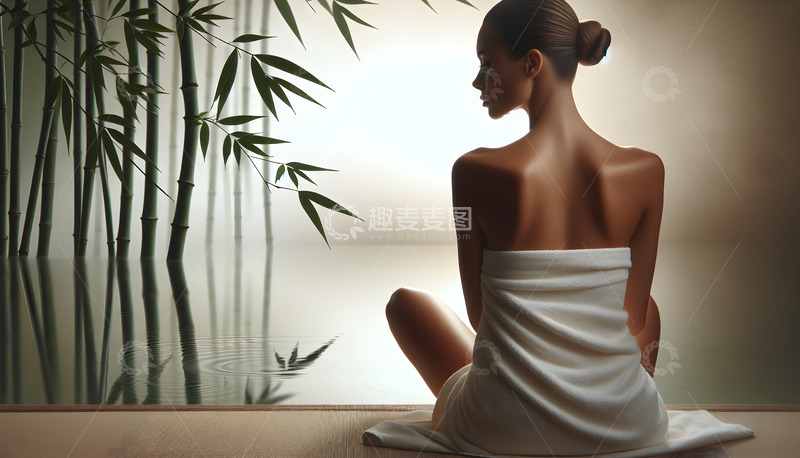 高清大图下载【趣麦麦图】背对镜头的SPA模特摄影图