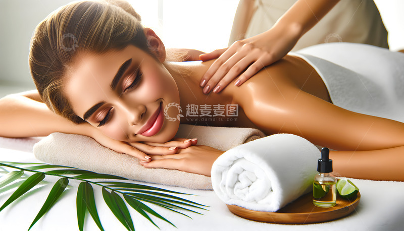 高清大图下载【趣麦麦图】推背精油SPA养生疗愈AI摄影图