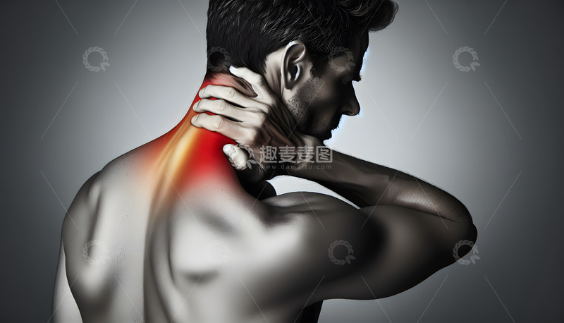 高清大图下载【趣麦麦图】按摩颈椎男性模特AI摄影图