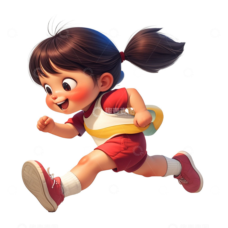 高清大图下载【趣麦麦图】卡通立体皮克斯跑步女孩
