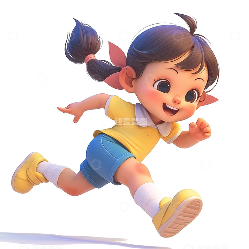 高清大图下载【趣麦麦图】皮克斯风格跑步女孩