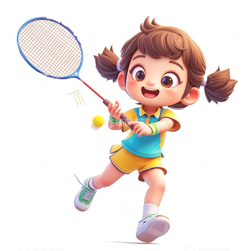 高清大图下载【趣麦麦图】打羽毛球运动的女孩人物