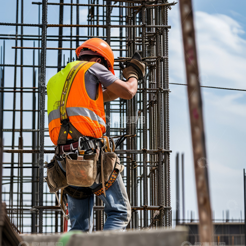 高清大图下载【趣麦麦图】烈日建筑工地现场工人