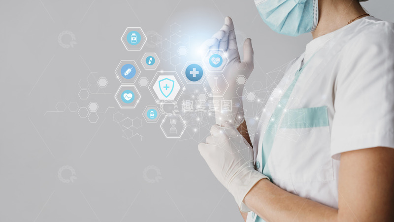 高清大图下载【趣麦麦图】医生戴口罩的医疗海报