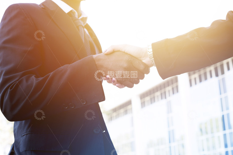高清大图下载【趣麦麦图】商人握手礼仪洽谈合作