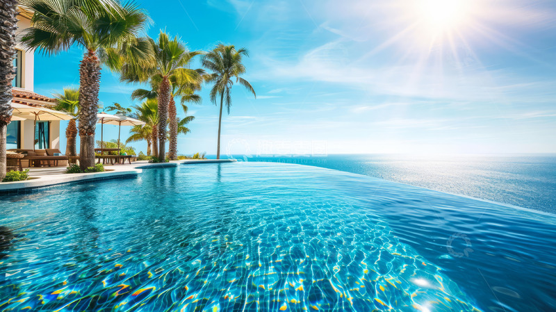 高清大图下载【趣麦麦图】度假村游泳池水面