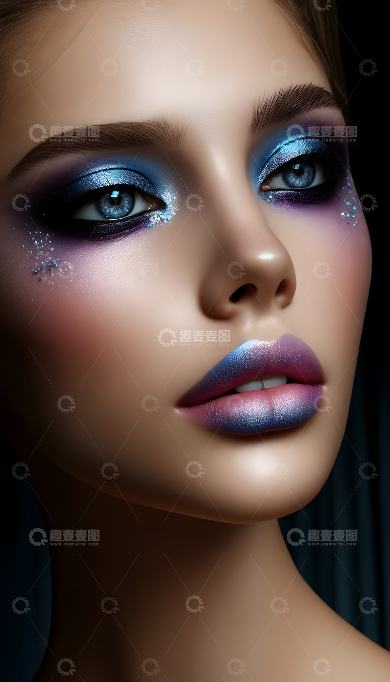 高清大图下载【趣麦麦图】时尚前卫彩妆模特AI摄影图