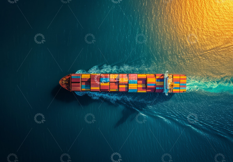 高清大图下载【趣麦麦图】货船海浪海上航行货物运输集装箱物流场景