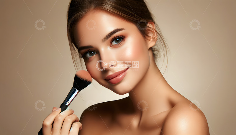 高清大图下载【趣麦麦图】正在化妆的女模特AI摄影图