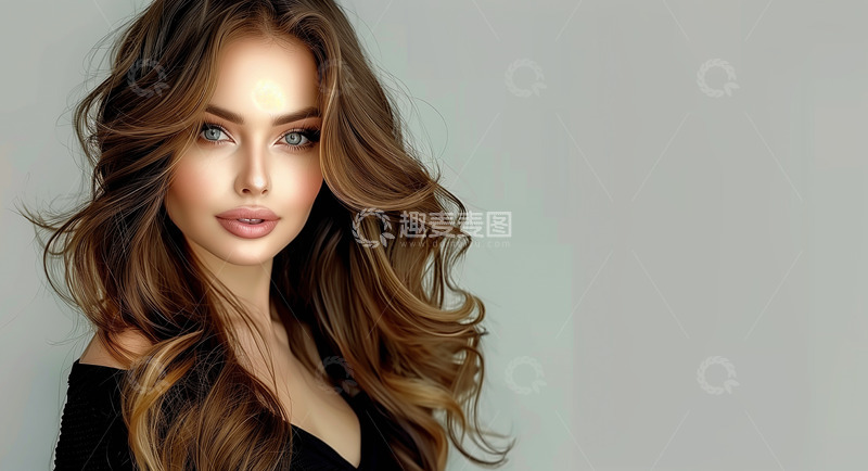 高清大图下载【趣麦麦图】-女士卷发发型AI模特摄影图