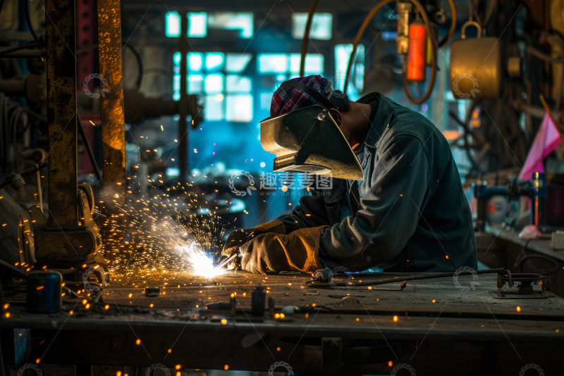 高清大图下载【趣麦麦图】工业电焊切割工人