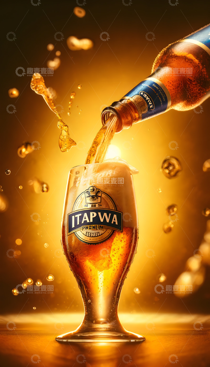 倒啤酒场影产品AI摄影图