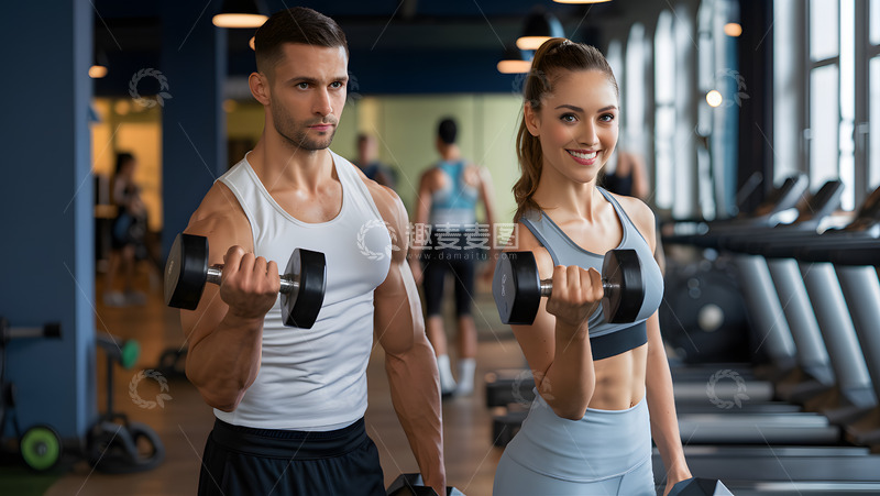 高清大图下载【趣麦麦图】在健身房锻炼的人物AI摄影图