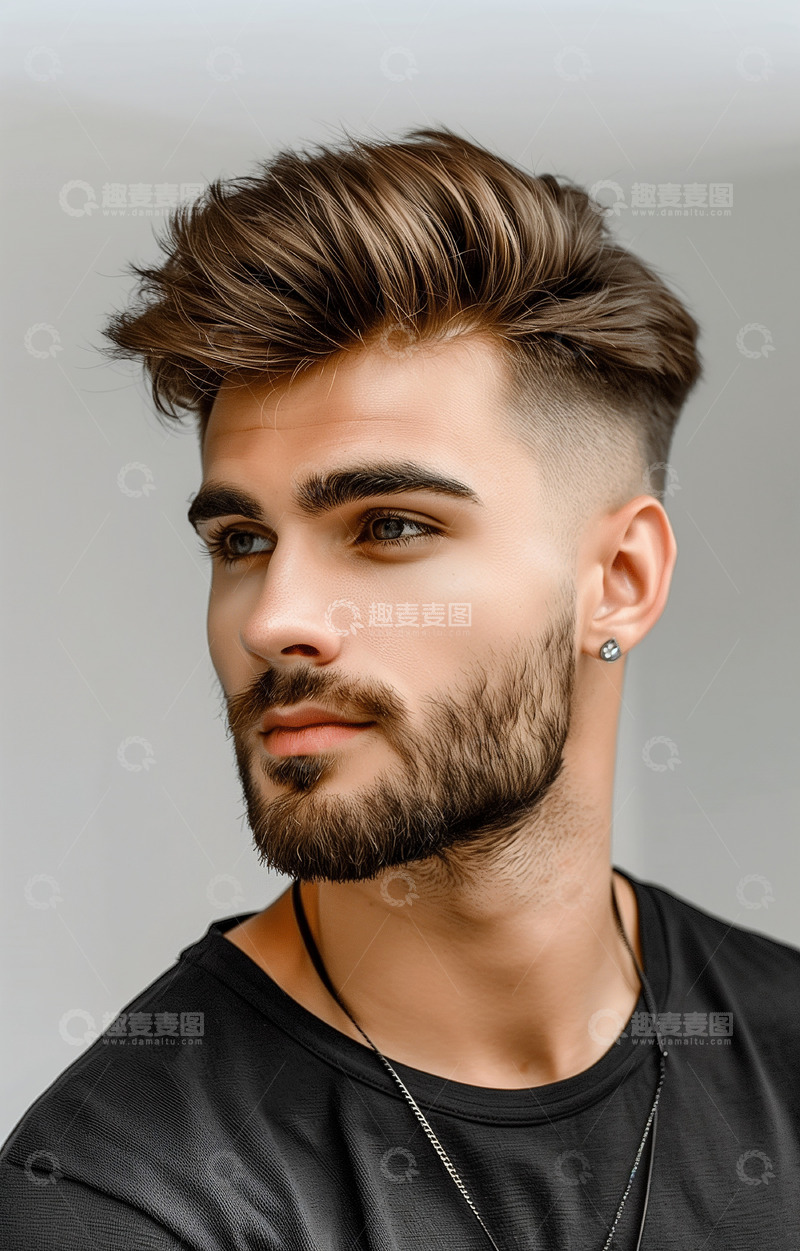 高清大图下载【趣麦麦图】-欧美男士发型模特AI摄影图