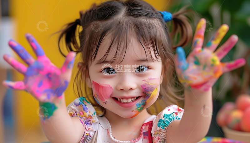 高清大图下载【趣麦麦图】儿童油漆绘画AI摄影图