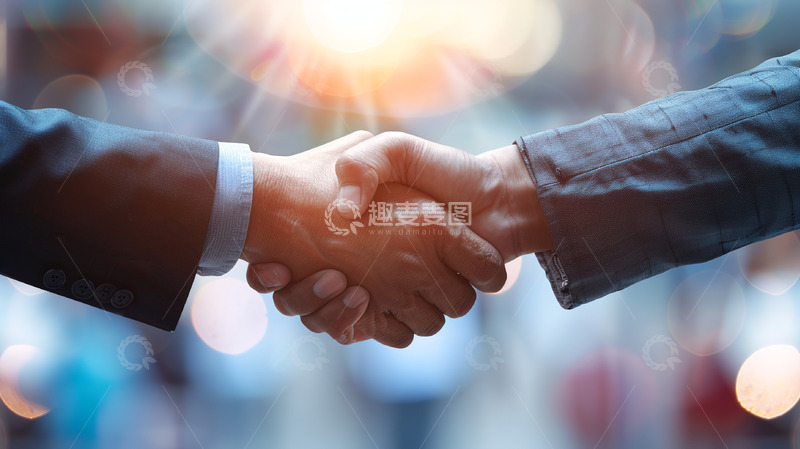 高清大图下载【趣麦麦图】商务西装男性握手特写图片