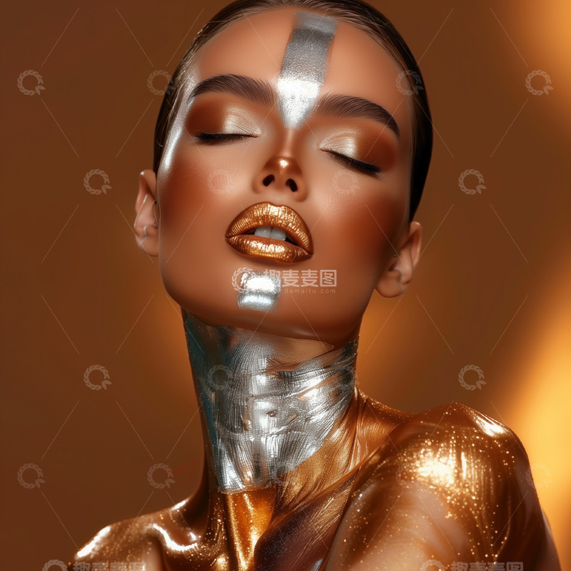高清大图下载【趣麦麦图】前卫时尚彩妆女模特AI摄影图