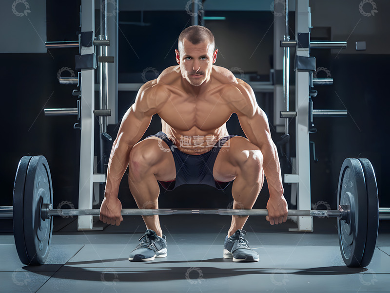 高清大图下载【趣麦麦图】肌肉型男练举重AI摄影图