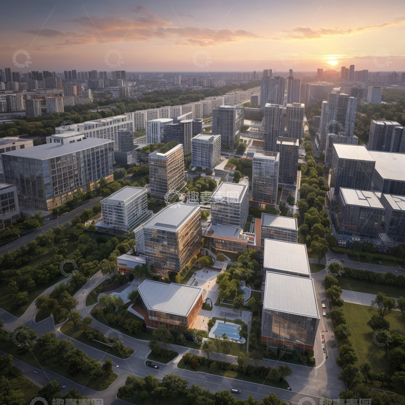 高清大图下载【趣麦麦图】城市落日远景建筑概念摄影