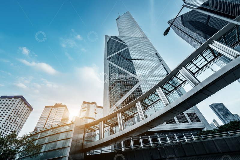 高清大图下载【趣麦麦图】商业街景高空玻璃摩天大楼