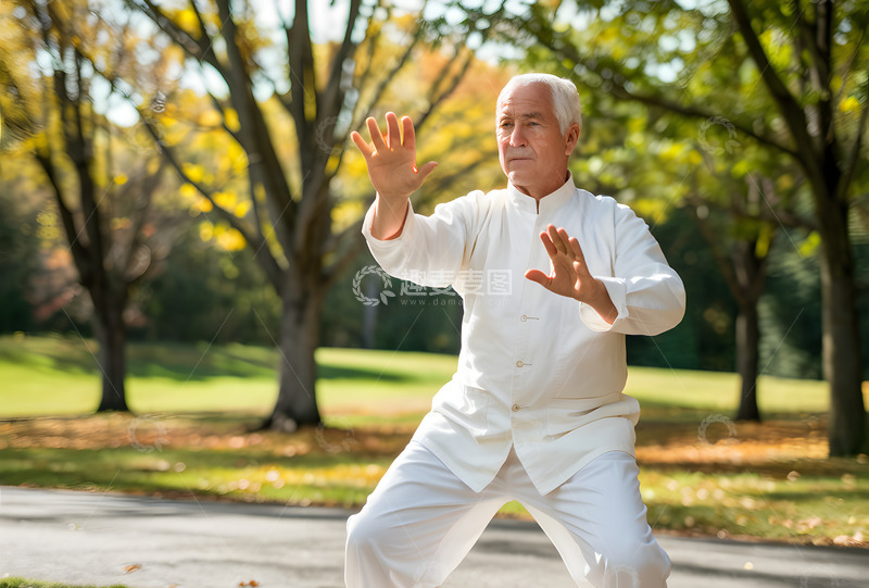 高清大图下载【趣麦麦图】在公园打太极的老人AI摄影图