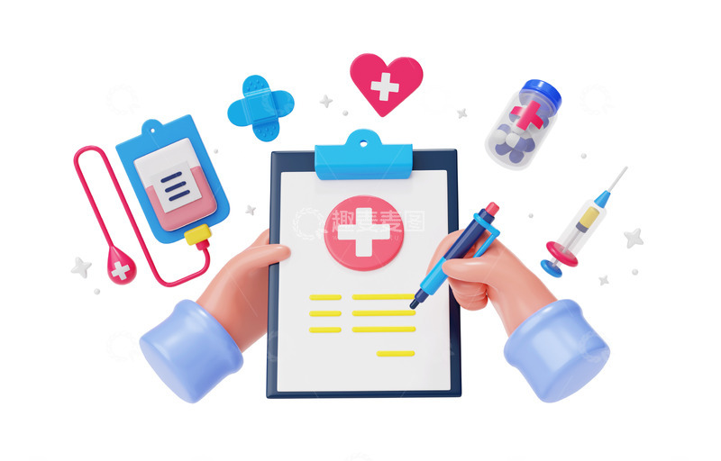 源文件下载【趣麦麦图】3D医疗设备病例手绘