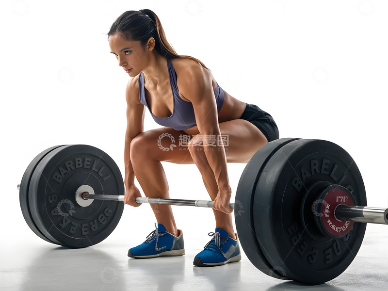 高清大图下载【趣麦麦图】练习举重的女子人物AI摄影图