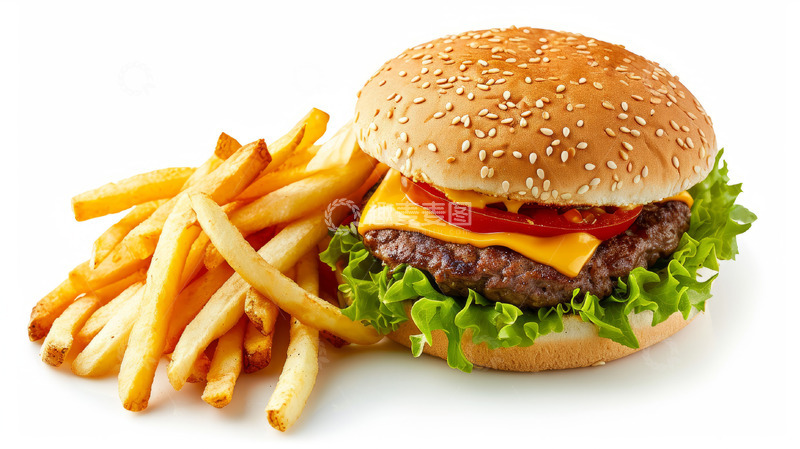 高清大图下载【趣麦麦图】西餐汉堡薯条美食