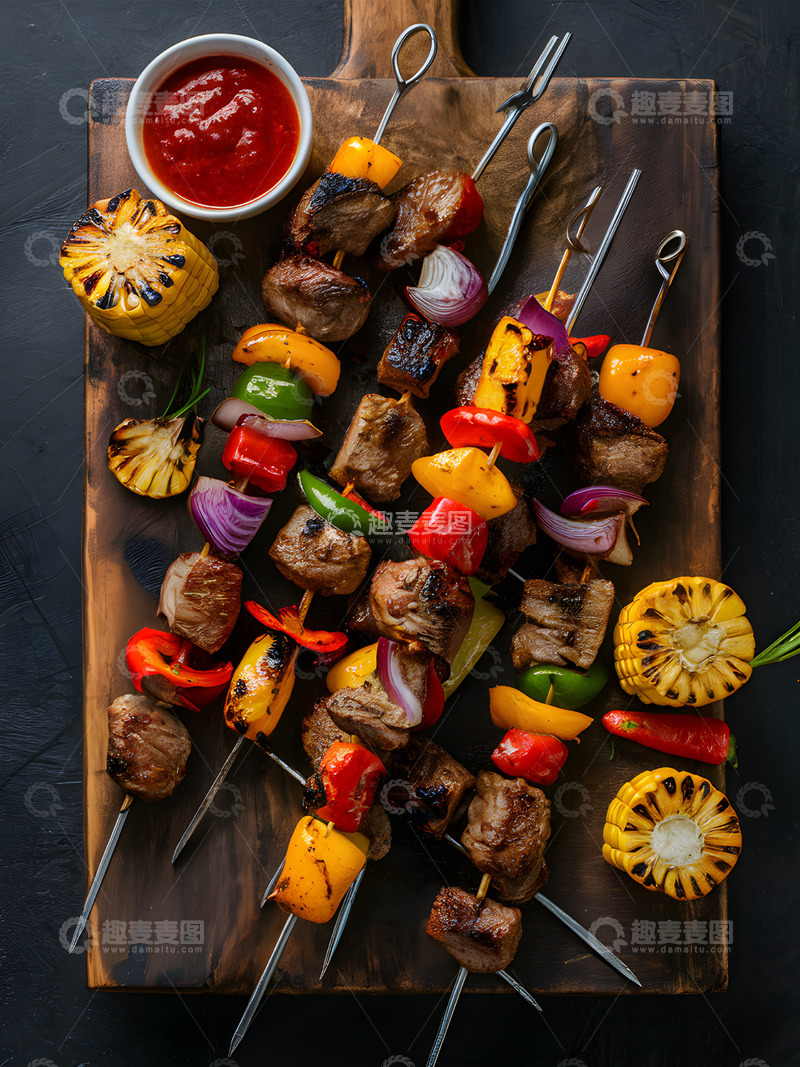高清大图下载【趣麦麦图】烧烤串串AI摄影图