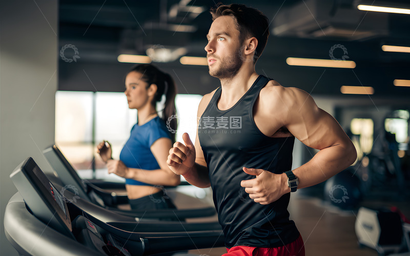 高清大图下载【趣麦麦图】健身房跑步训练的人物摄影图