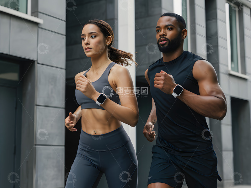 高清大图下载【趣麦麦图】一起跑步的AI人物摄影图