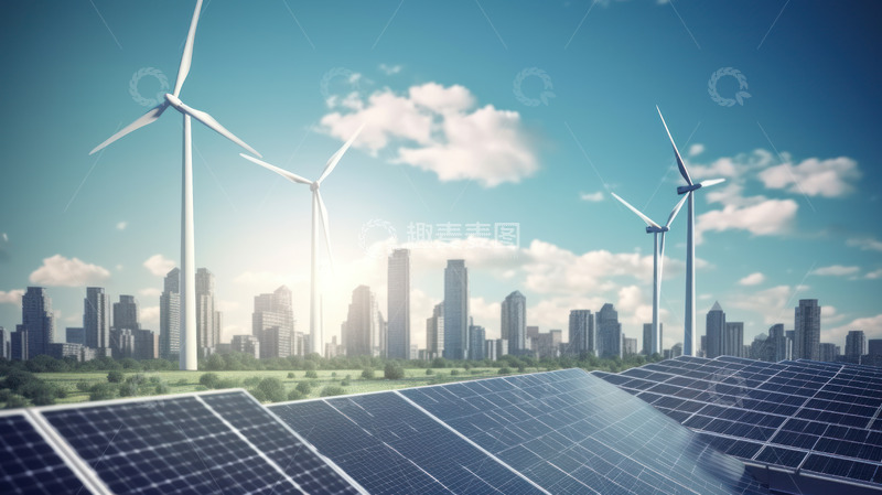 高清大图下载【趣麦麦图】太阳能电池板城市建筑
