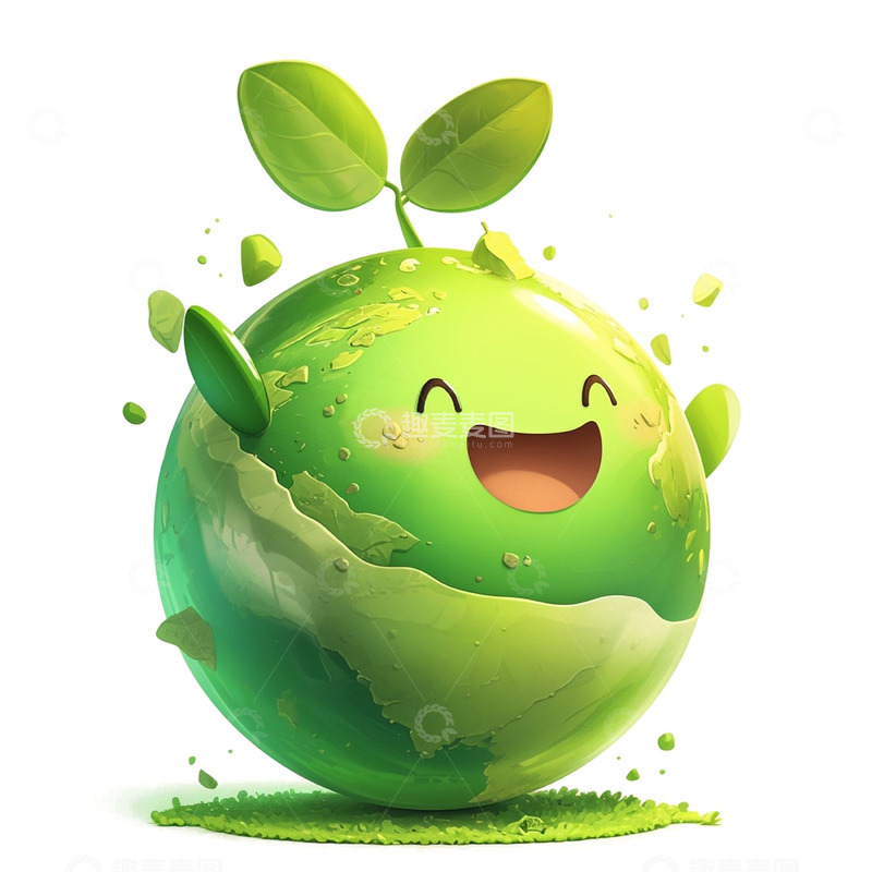 高清大图下载【趣麦麦图】卡通趣味绿色地球