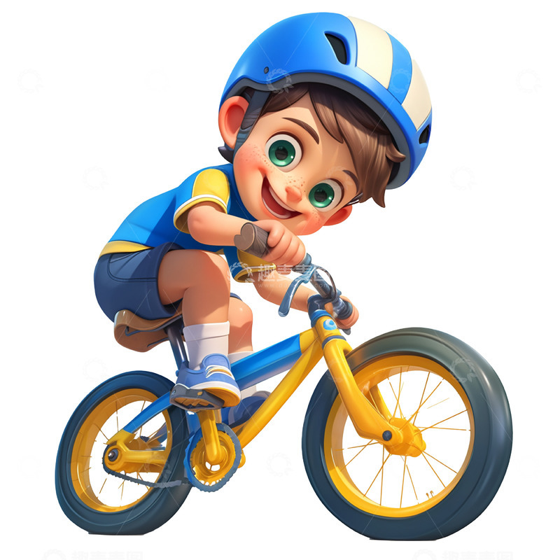 高清大图下载【趣麦麦图】卡通骑自行车人物