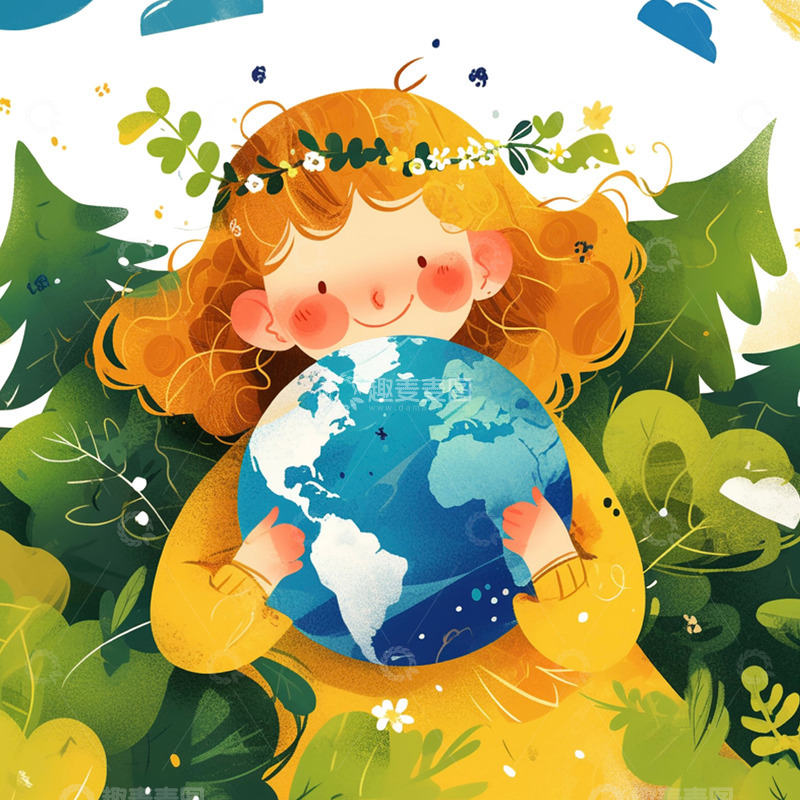 高清大图下载【趣麦麦图】环保地球和人物