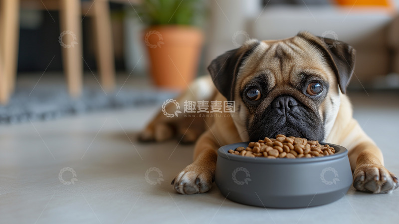 高清大图下载【趣麦麦图】正在干饭的狗狗