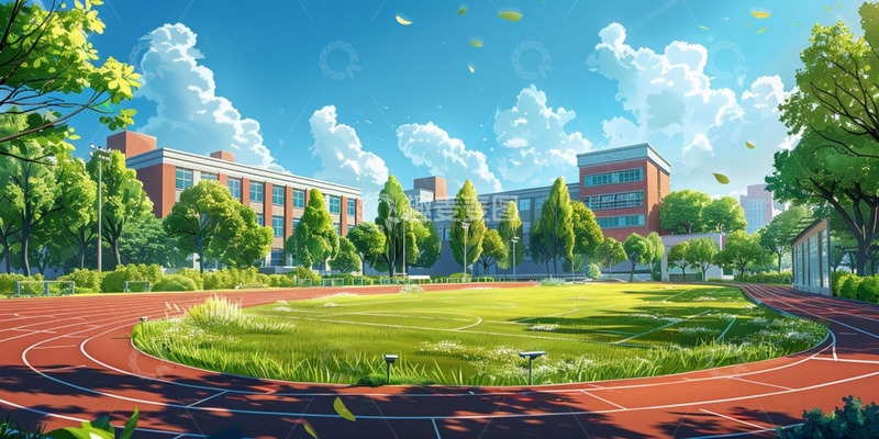 高清大图下载【趣麦麦图】卡通学校操场背景