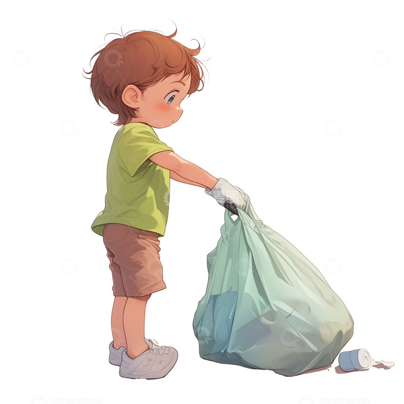 高清大图下载【趣麦麦图】卡通环保男孩人物