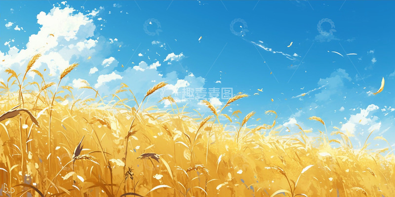 高清大图下载【趣麦麦图】阳光蓝天金黄麦穗