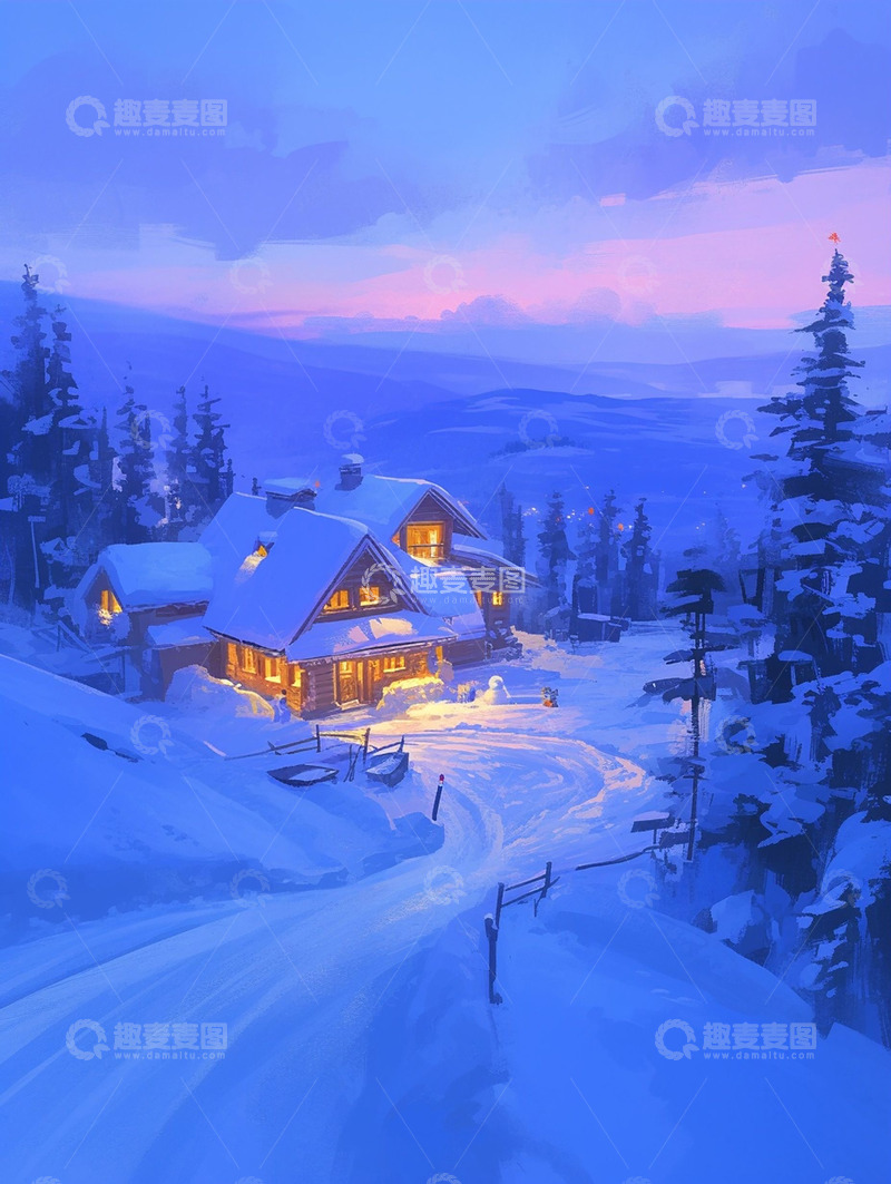 高清大图下载【趣麦麦图】冬日夜晚美景