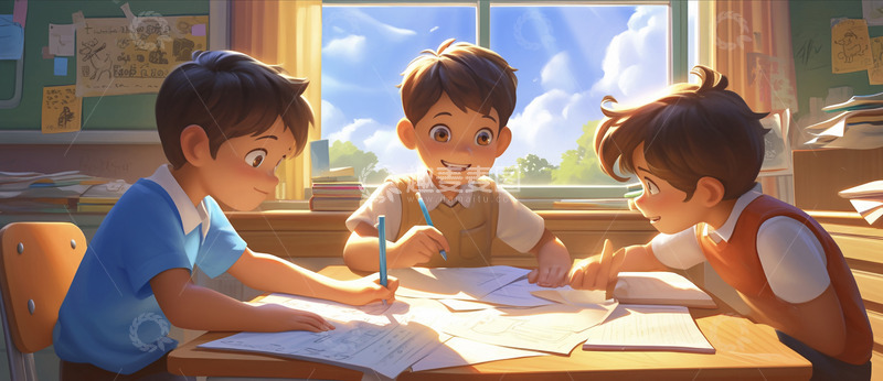 暑假班补课卡通人物