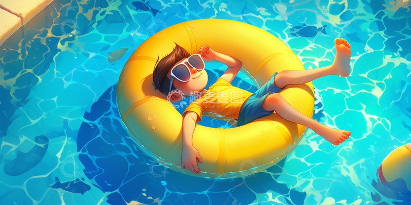 高清大图下载【趣麦麦图】暑期培训班游泳男孩
