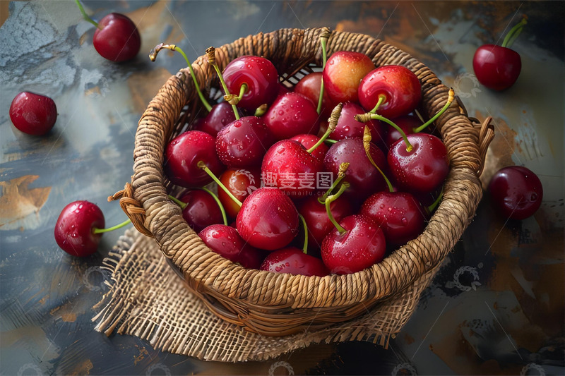 高清大图下载【趣麦麦图】新鲜车厘子樱桃实拍摄影素材拍摄背景