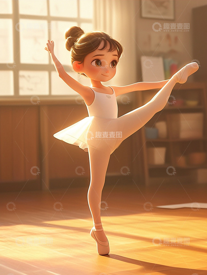 高清大图下载【趣麦麦图】阳光培训班舞蹈女孩