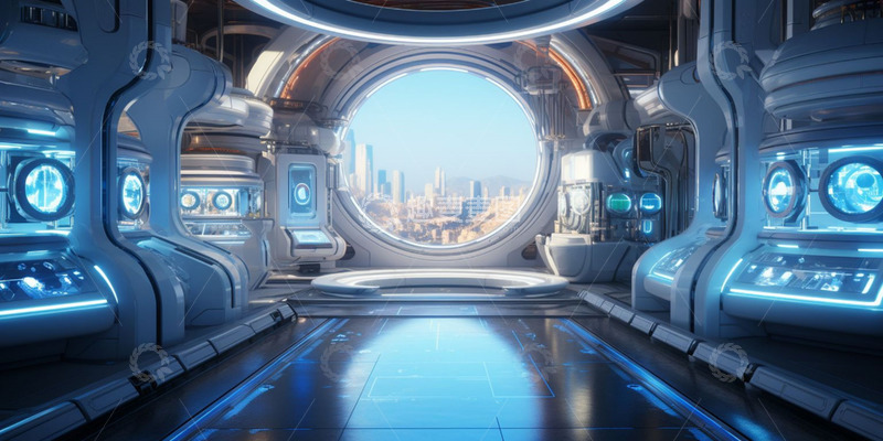 高清大图下载【趣麦麦图】室内高科技建筑设备背景