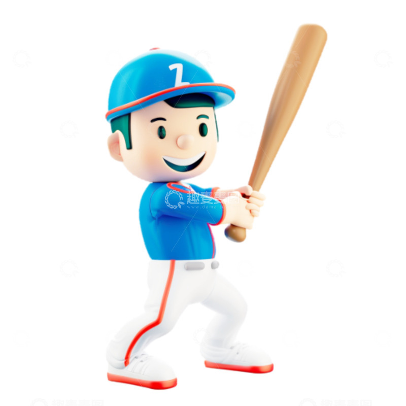 高清大图下载【趣麦麦图】卡通蓝色棒球男孩