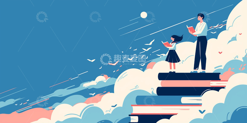 高清大图下载【趣麦麦图】暑期培训班学习卡通人物