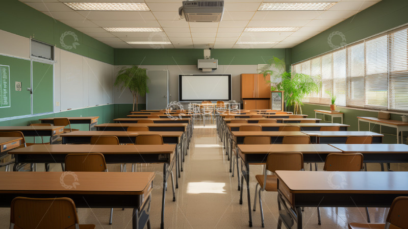 高清大图下载【趣麦麦图】教室明亮室内学习场景