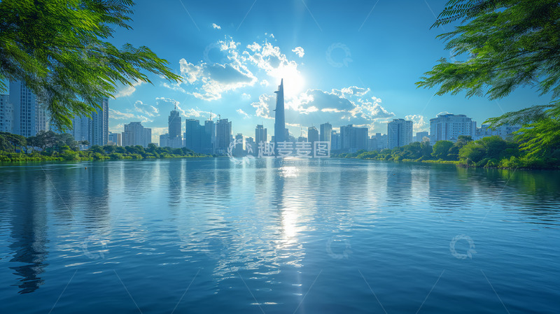 高清大图下载【趣麦麦图】全景天际线城市建筑